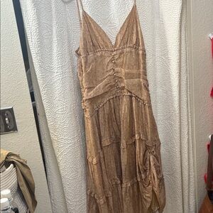 Storia Tan Maxi Dress with Button Detail